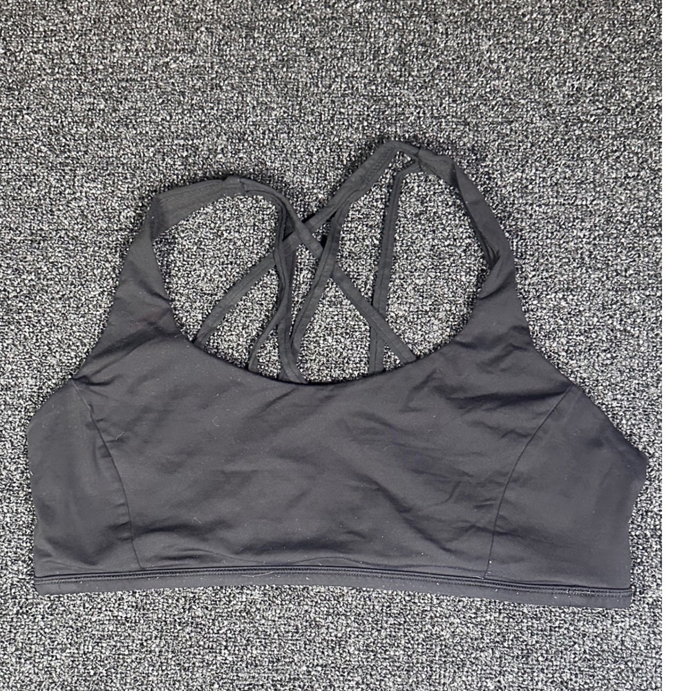 Lululemon Free To Be Wild Sports Bra Black Strappy Back Yoga Gym Bra Size 10
